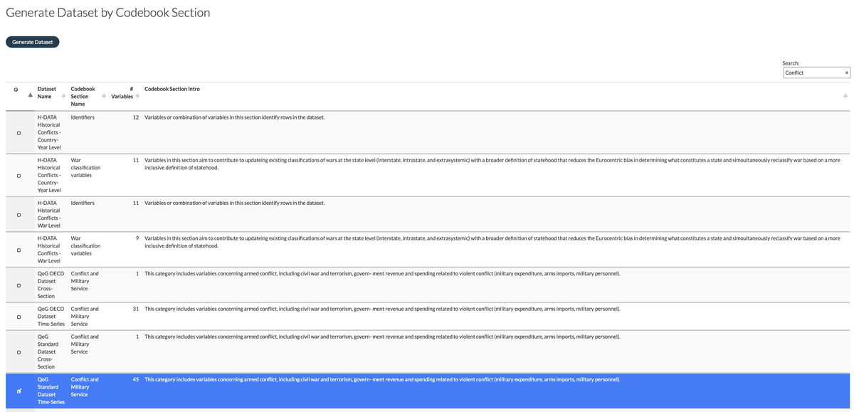 Download Dataset by Codebook Section step 2